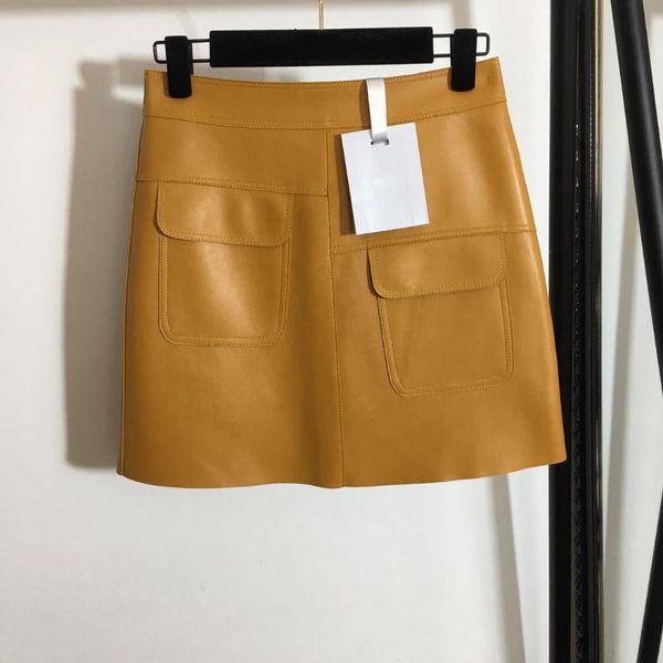 

skirts 12.28 hoge kwaliteit luxe lente en zomer vrouwen onregelmatige pocket taille lederen high street rok, Black