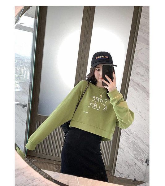 

women's sweaters early autumn round neck pullover long sleeve short chic sweater for women, White;black