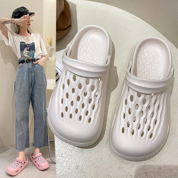 

beach shoes womens slippers outdoor pantofle med platform slides fashion sabot 2021 soft flat luxury pu casual rome rubber pvc, Black