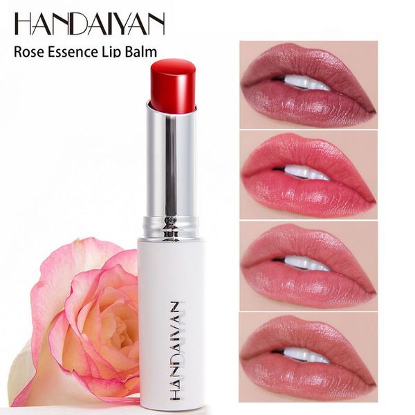 Handaiyan Natural Rose Essence Lip Gloss Reparo de Hidratante Aliviar Seco Rachado Lipbalm MSDS certificado 8 cores para opção