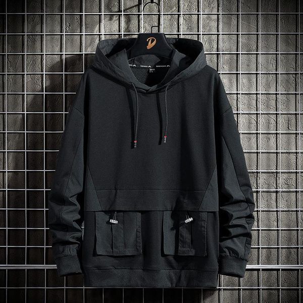 

men's hoodies & sweatshirts fleece and thickened sports hoodie autumn/winter 2021 fashion brand large size loose port wind ins 6xl, Black