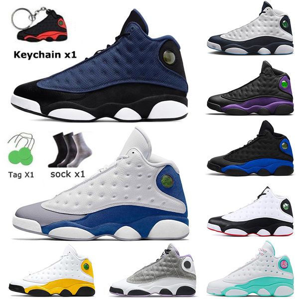 

men women 13s high low basketball shoes jumpman 13 brave blue houndstooth black cat court purple bred del sol hyper royal singles day traine