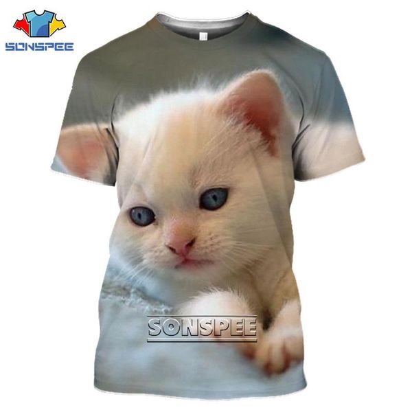 

men's t-shirts sonspee cat animal men women 3d t-shirt pet lively harajuku hairy cute summer kawaii fashion casual short sleeve o-neck, White;black