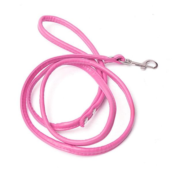 

dog collars & leashes rose-red leather leash for small cat pet 1cmx120cm