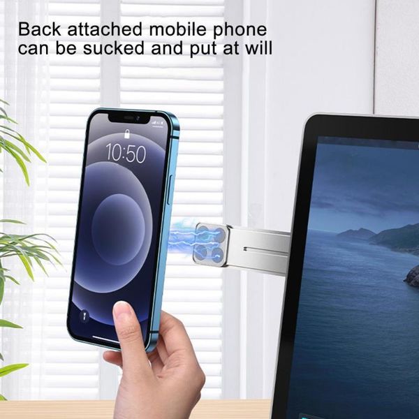 

cell phone mounts & holders lapmagnetic holder dual screen adjustable aluminum alloy notebook side mount bracket for desk mobile