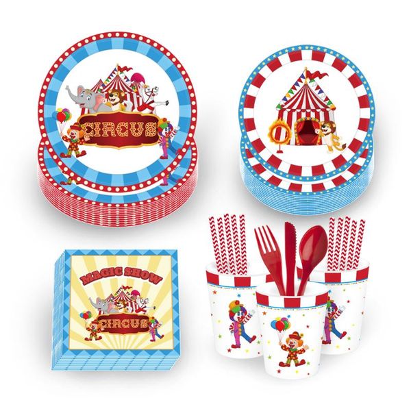 

disposable dinnerware cartoon carnival circus animals tableware plates kids birthday party favors baby shower decorations sets