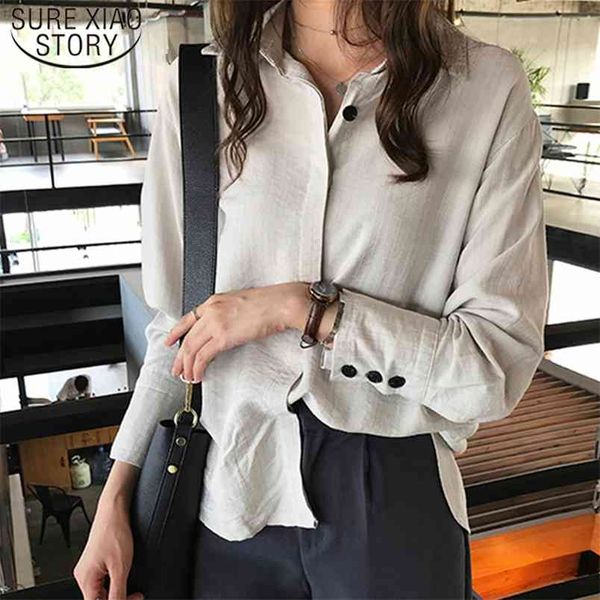 

elegant women blouses casual clothing autumn long sleeve turn-down collar fashion shirts 5650 50 210506, White