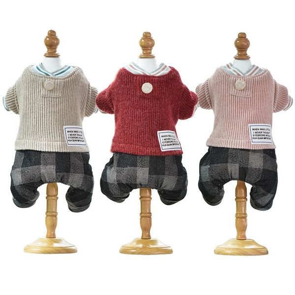 

dog apparel autumn and winter warm clothes four-legged pet thick clothing red pink yellow color ropa de perros mascotas
