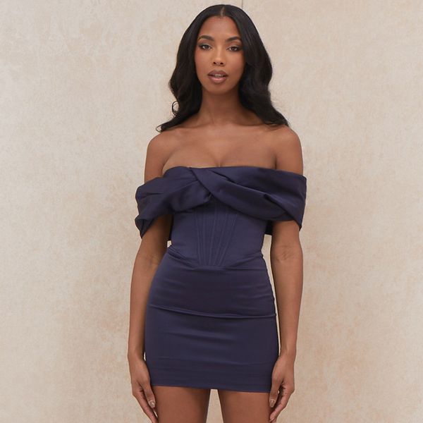 

women solid color mini dresses 2021 slash neck party dress short sleeve summer clothes, Black;gray