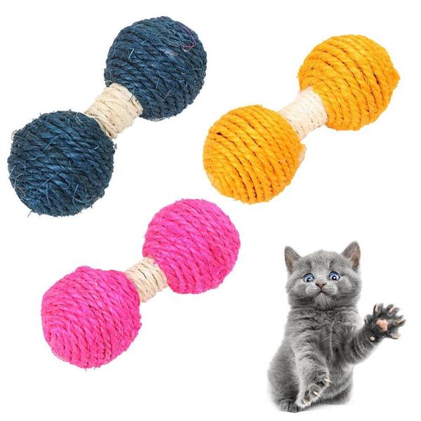 

cat toys kitten sisal dumbbell scratching toy scratch chew feather teaser pet supplies