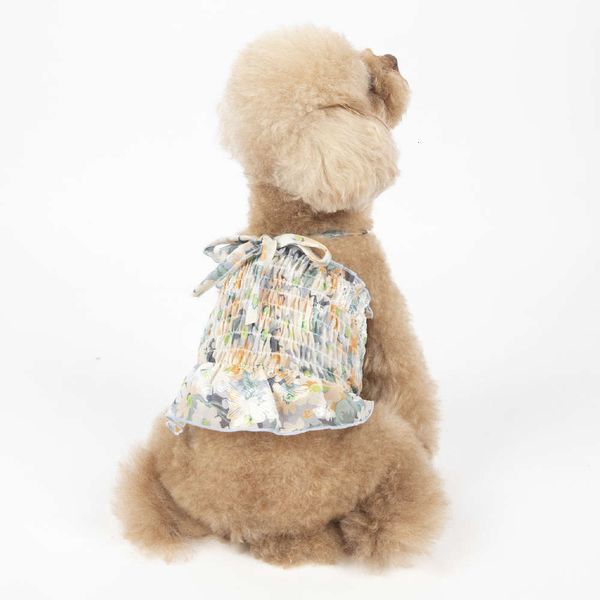 

summer cute floral chiffon suspender skirt navel dress teddy bear fight cat dog clothes