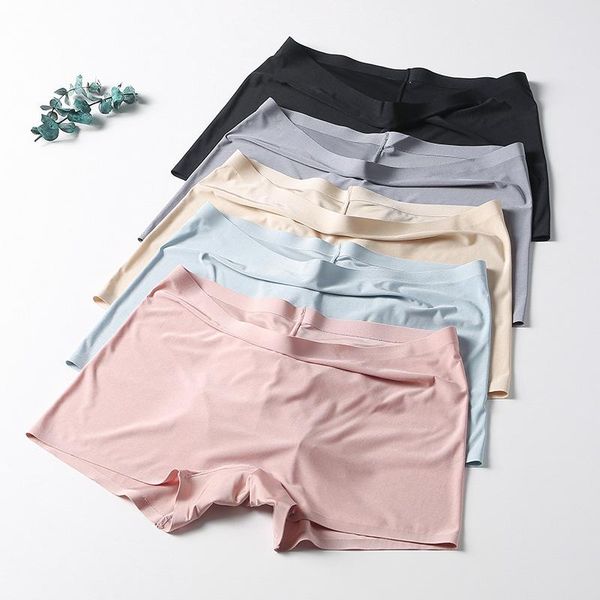 

women's panties ice silk seamless women safety short boyshort female lingerie girls underwear boxer shorts underpants for, Black;pink