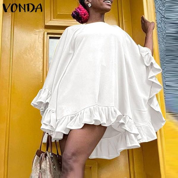 

casual dresses women autumn long sleeve dress vonda holiday beach ruffled bohemian summer sundress oversized vestidos femme robe, Black;gray