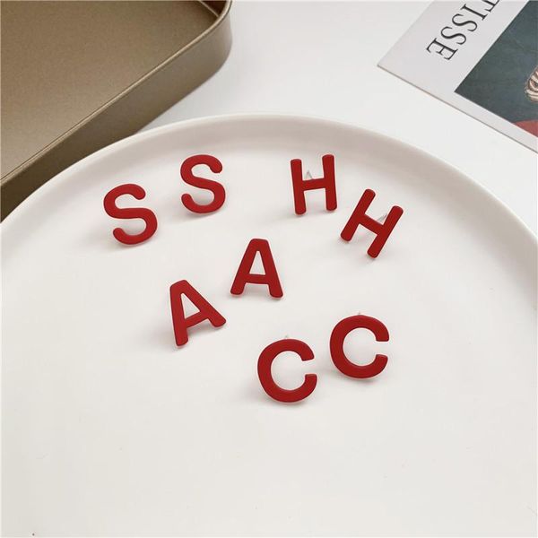 

stud simple red letters earings jewelry korean fashion earrings, Golden;silver