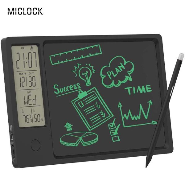 

other clocks & accessories miclock lcd alarm clock with writing tablet 9.5 inch drawing scribbler pad hygrometer school office l