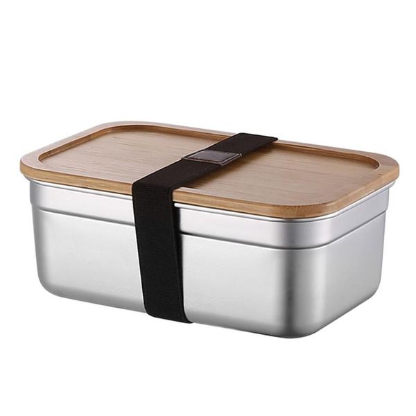 

dinnerware sets lunch containers 304 stainless steel 1000ml leak-proof bamboo cover bento box durable for kids and adults
