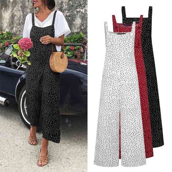 

celmia vintage long jumpsuits women sleeveless straps overalls summer wide leg trousers solid romper casual playsuits, Black;white