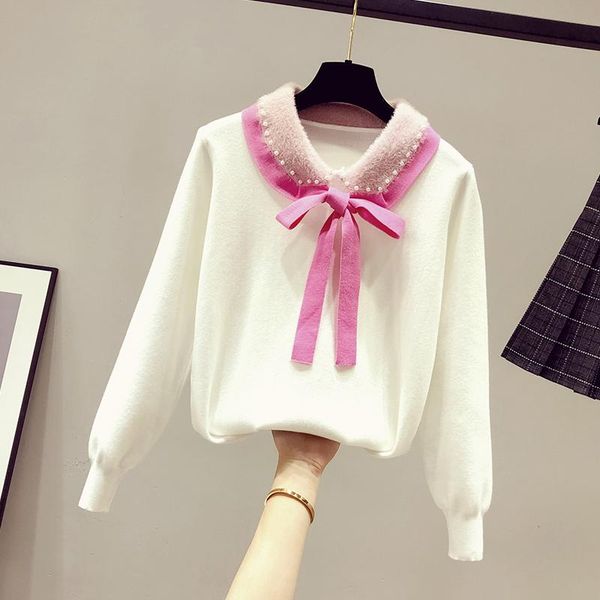 

fashion autumn cloth women's sweater knitted shirt female all-match girls ladies pullovers sweaters, White;black