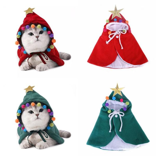 

cat costumes funny clothes for christmas and halloween creative pet dogs red green cloaks magic pets