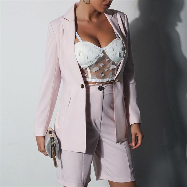 

women's tracksuits autumn clothes pink suit jacket senior sense casual professional spring small blazer shorts set, Gray