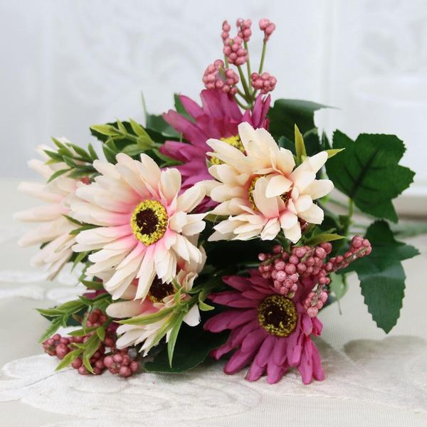 

decorative flowers & wreaths ly artificial flower vivid china aster 7 heads lifelike fake chrysanthemum for home wedding decor te889