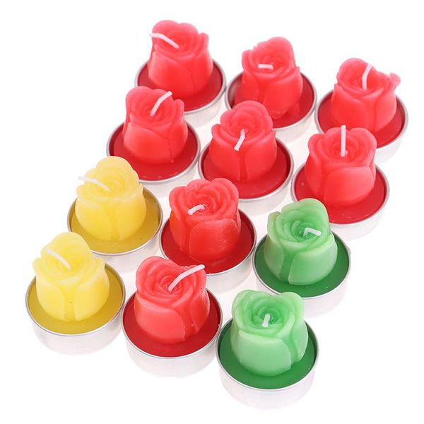 

candles 6pcs/box smokeless scented candle romantic wedding holiday decoration rose pattern small tea wax fragrance