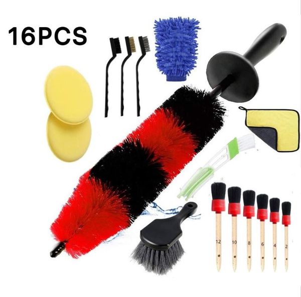 

car sponge 16 wheel and tire detail brush kit long rim 6 towel gloves