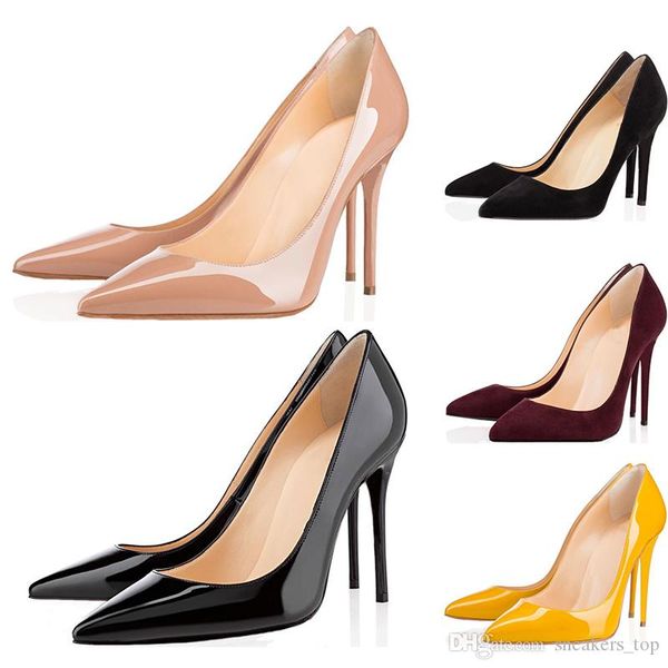 

louboutin christian with box red bottoms brand luxury designer women shoes high heels 8cm 10cm 12cm nude black leather pointed toes pump yex, Blue