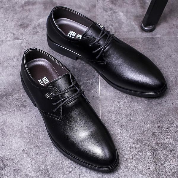 

dress shoes 2021 men spring summer formal genuine leather business casual office luxury male breathable oxfords, Black