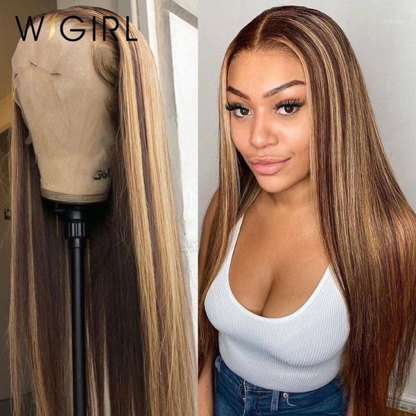 

wigirl glueless lace front human hair wig straight highlight ombre pre plucked bleached knots brazilian remy wigs1, Black;brown