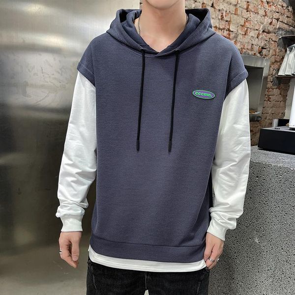 

men's hoodies & sweatshirts tfetters brand fashion waffle autumn casual long sleeve spliced slim fit cotton soft clothes men, Black