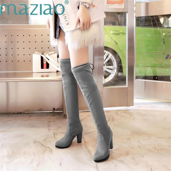 

boots shoes women comfortable over the knee female autumn winter lady thigh high maziao1, Black