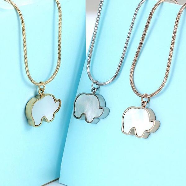 

pendant necklaces fritillaria stainless steel necklace women's double face japan korea elephant for women, Silver