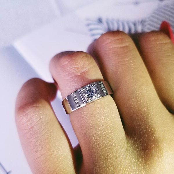 

cluster rings original solid products 925 sterling silver wedding engagement men ring for male finger jewelry r4441s, Golden;silver