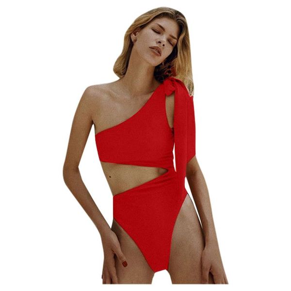 

women's swimwear women one shoulder bikini set solid white black swimsuit bikinis biquini mujer beach bathing suit maillots de bain
