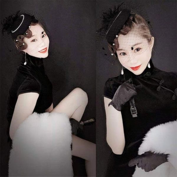 

stingy brim hats wedding party headdress bride hair clips exquisite accessory for women, Blue;gray