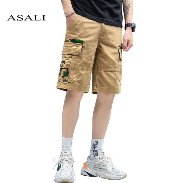 

men's casual summer cargo shorts solid color fashion pure cotton beach homme quick-drying running pants 2021, White;black