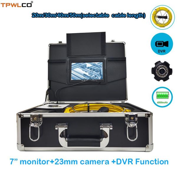 

tube endoscope inspection camera system with 7inch monitor 20-50m cable dvr diameter 23mm sewer waterproof ip cameras