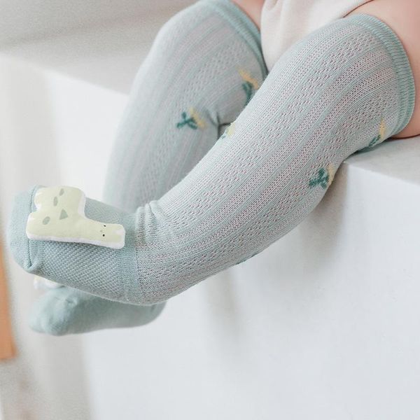 

cartoon socks summer spring mesh born baby girls kids for christmas winter non-slip terry cotton sokken princess knee, Pink;yellow