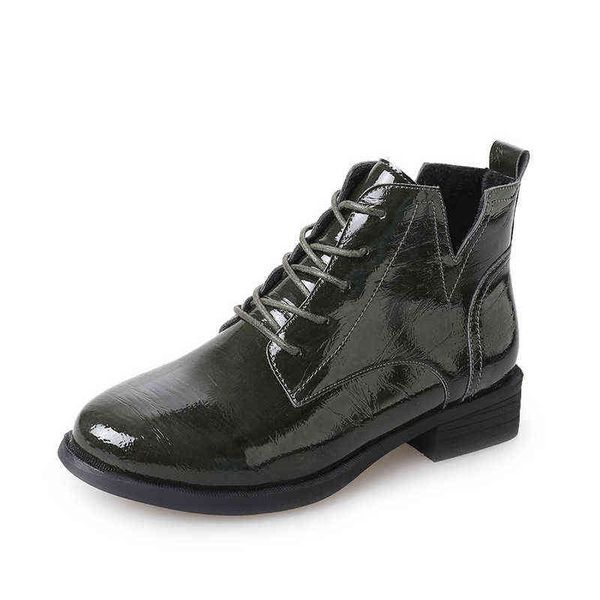 Новый британский стиль Martin Boots для женской обуви женщины теплые плюшевые зимние сапоги кожаные повседневные туфли с низкими каблуками короткие ботинки лодыжки Y1105