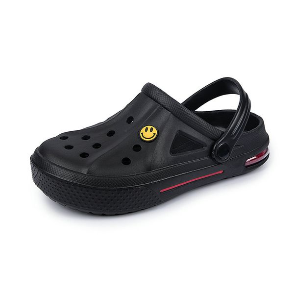 

newbeads crocks crocse sandals hole shoes couple home slippers summer hollow out smiling face buckle men and women beach flat rh43, Black