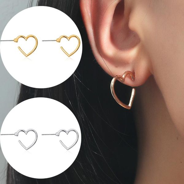

stud fashion heart earrings for women femme wedding party girls pendientes brincos koren trendy earring jewelry gift, Golden;silver