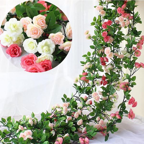 

artificial rose vine flowers fake hanging flower for home el office wedding party garden craft art decoration decorative & wreaths