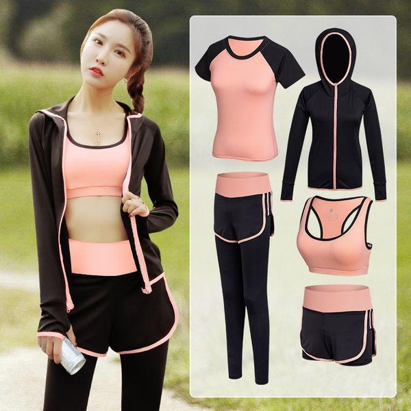 

yoga outfit two piece set women short sleeve sports women's summer running conjuntos de mujer ensemble femme