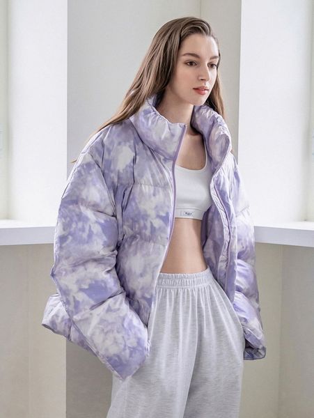 

coldbreak tie dye zip up puffer coat f2yq#, Black