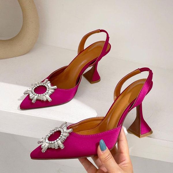 

dress shoes luxury diamond women pumps satin pointed toe high heels summer bride comfortable triangle heeled party wedding, Black