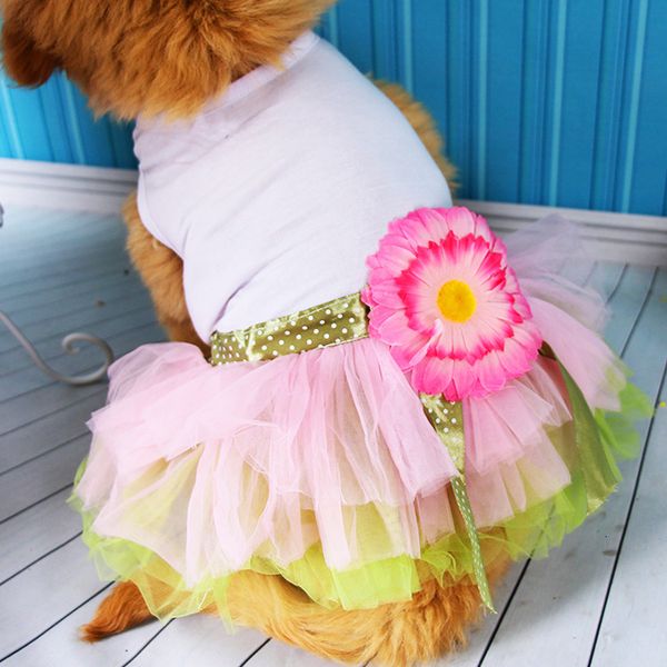 

dog apparel pet clothes skirt teddy bomei milk spring and summer sunflower