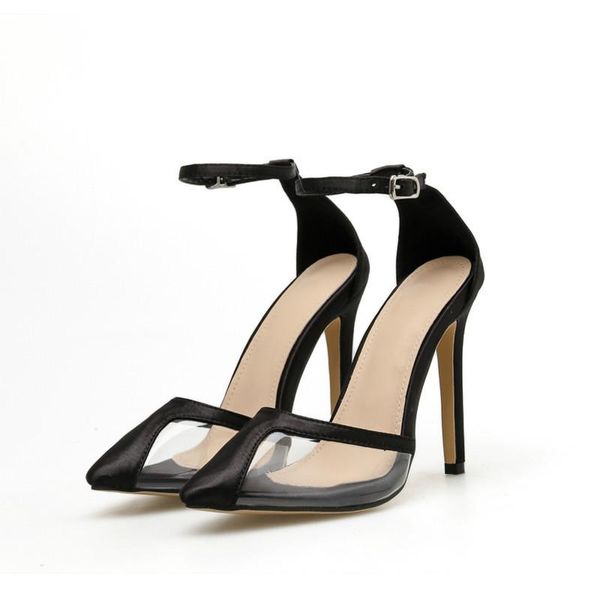 

dress shoes women's sandals black one line buckle thin heel high size 40