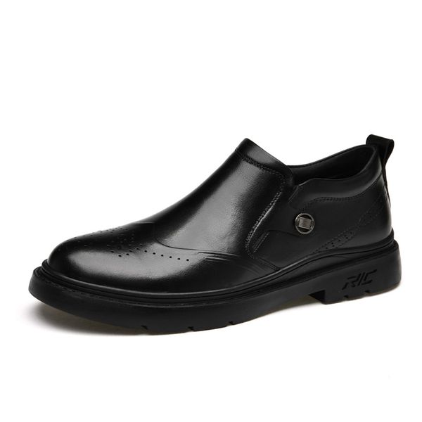

dress shoes genuine leather brochure casual business shoes 37-44 comfortable male slip-resistant winter man jgpg, Black