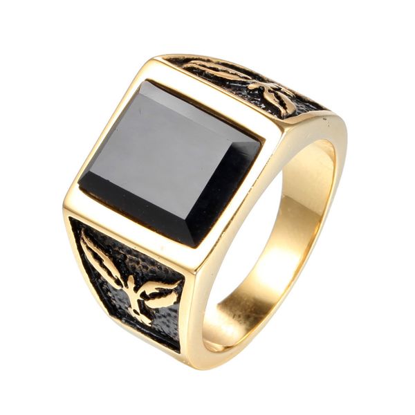 

delicate ring stainless steel black agate casting men's gold, Silver